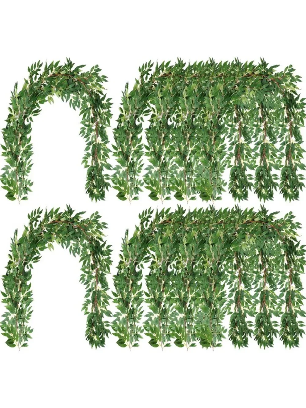 24 Pack Artificial Willow Leaves Garland - 135 Ft Greenery Vines Home Decor